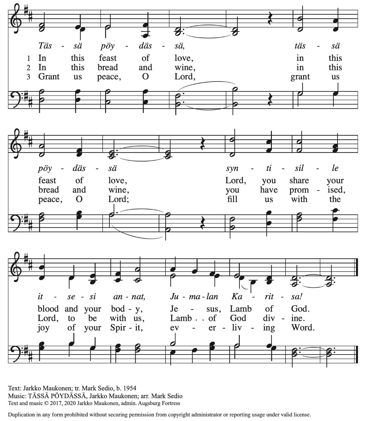 A sheet music with black and white text Description automatically generated